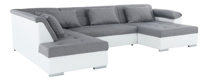 Rohová sedačka U Lemon U (bílá + světle šedá) (L)