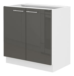 Dolní kuchyňská skříňka pod dřez Lavera 80 ZL 2F BB (bílá + lesk šedý)