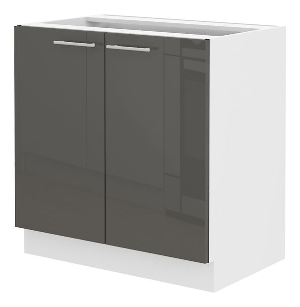 Dolní kuchyňská skříňka pod dřez Lavera 80 ZL 2F BB (bílá + lesk šedý)