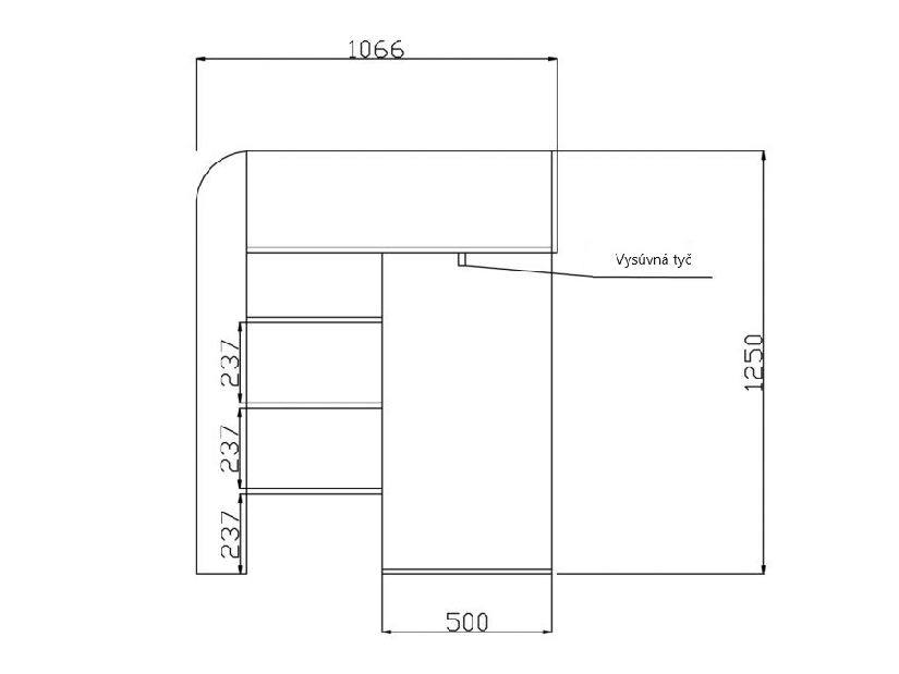 Dětská kombinovaná postel 90 cm Toreno 1 (bílá + bílý lesk + tyrkysový lesk)