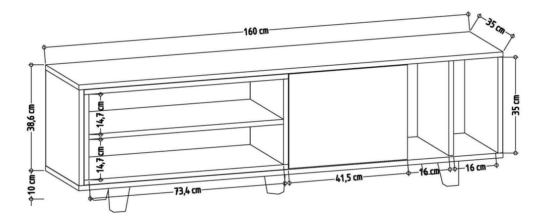 TV stolek/skříňka Losisa (dub + bílá)