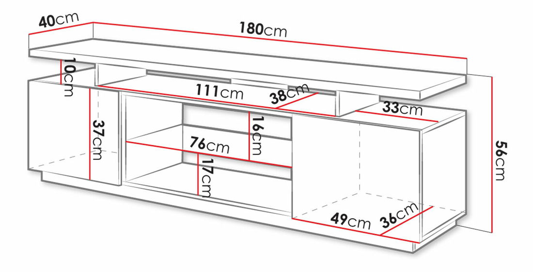 Televizní skříňka Evan (grafit + grafit lesk) (osvětlení LED)