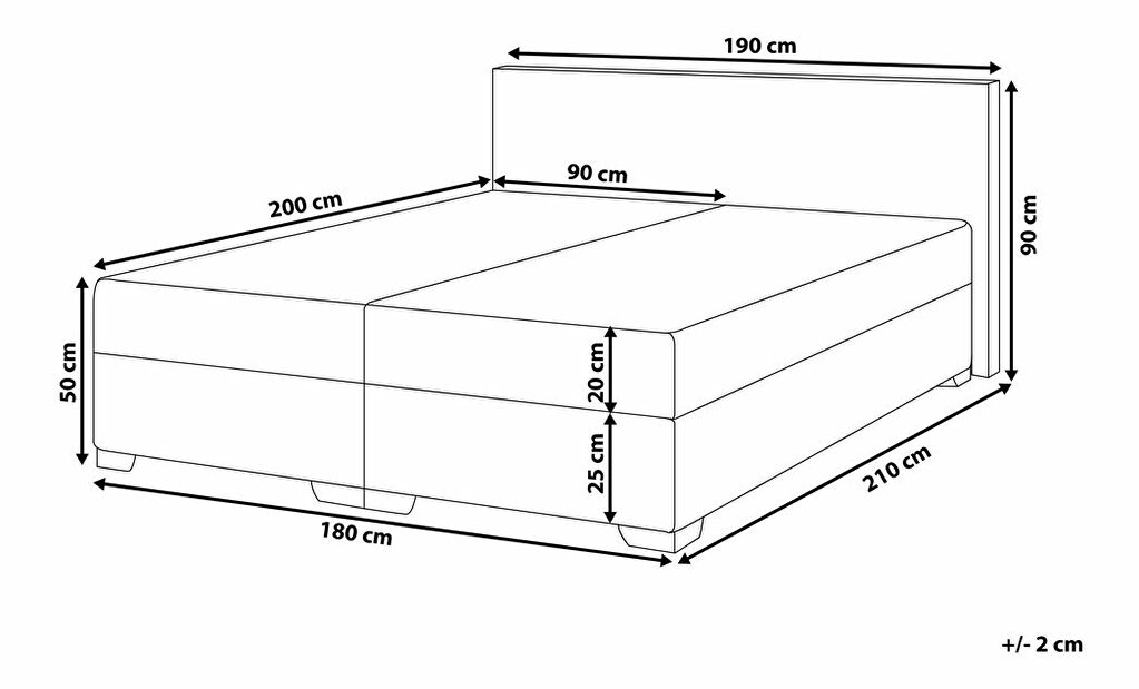 Boxspring postel 180 cm PRESS (polyester) (šedá) (s matrací a úložným prostorem)