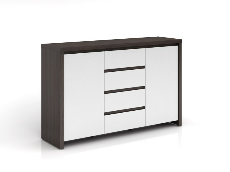 Komoda BRW Kaspian KOM2D4S (wenge + lesk bílý)