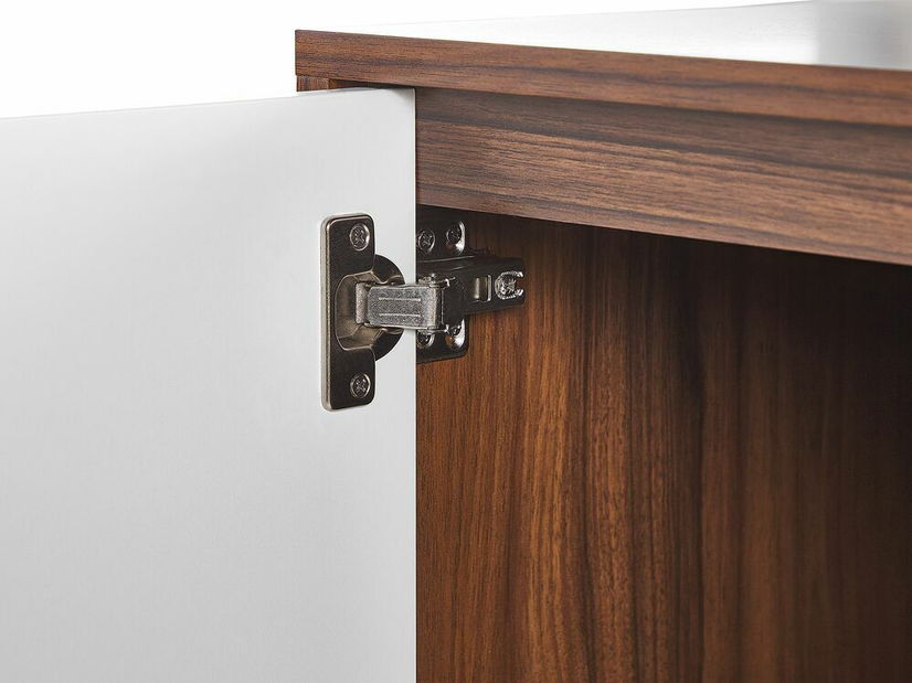 Skříňka NAVVEA (čtyřdveřová) (tmavé dřevo + bílá)