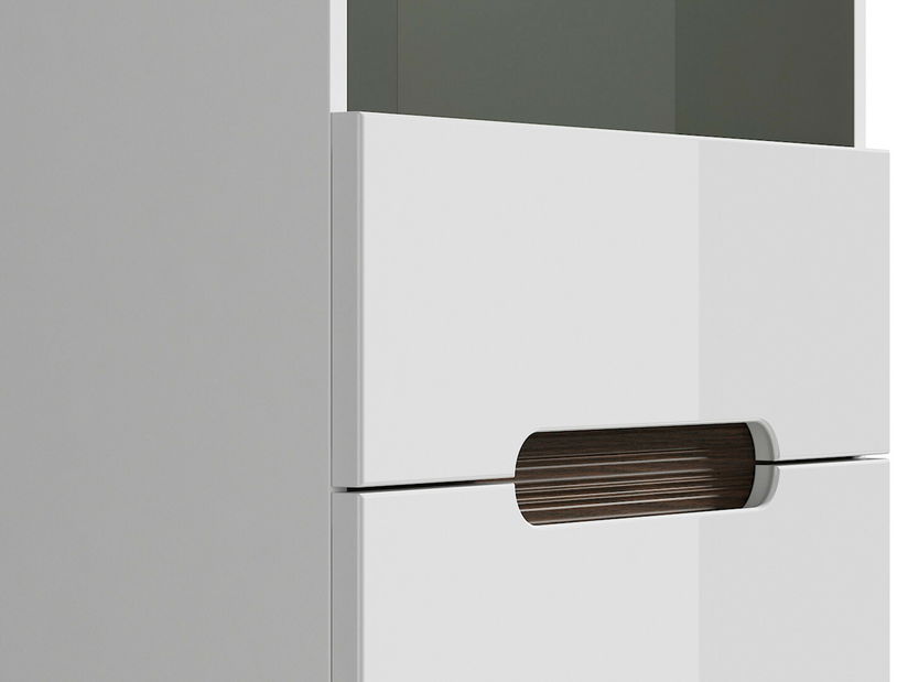 Vitrína BRW Azteca Trio REG1W1D/19/6 (bílá + lesk bílý)