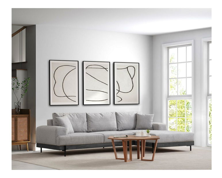 Rohová sedačka Etorella (P) (šedá + černá)