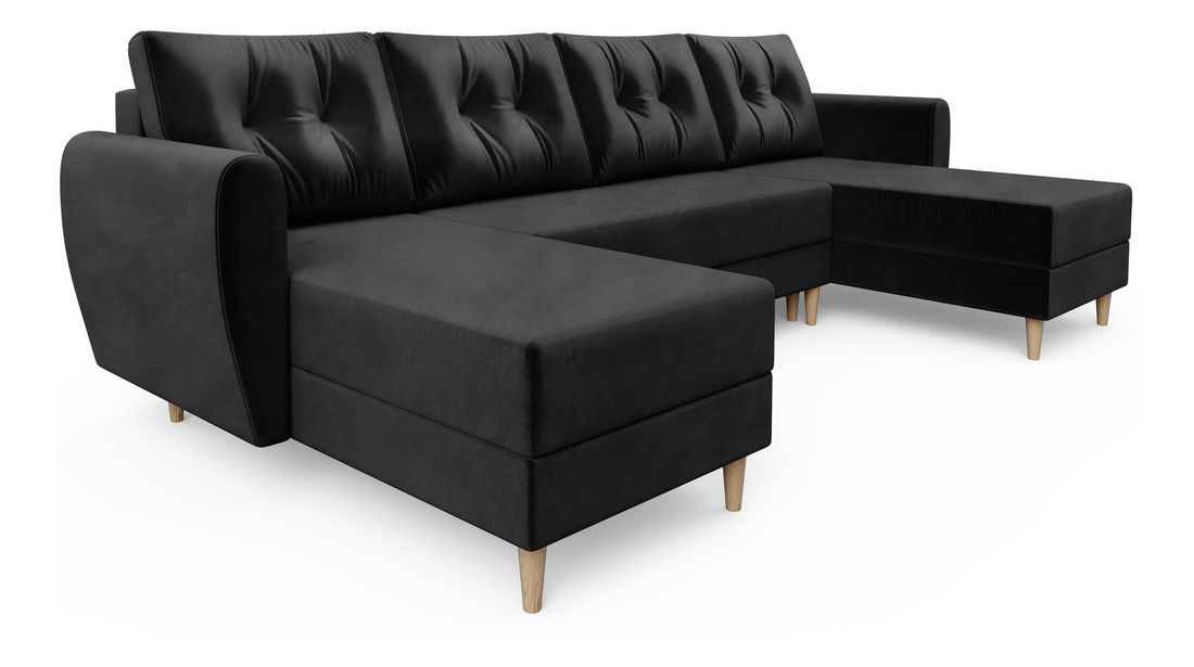 Rohová sedačka ve tvaru U Palermo (černá) (L)