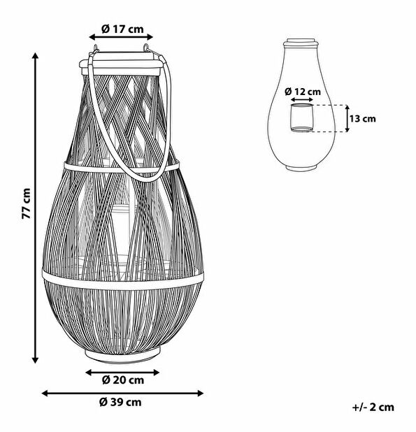 Lucerna TUMBA 77 cm (kov) (světlé dřevo)