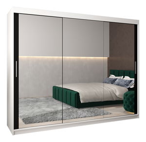 Šatní skříň 250 cm Toki 3 (Bílá matná + Černá matná)