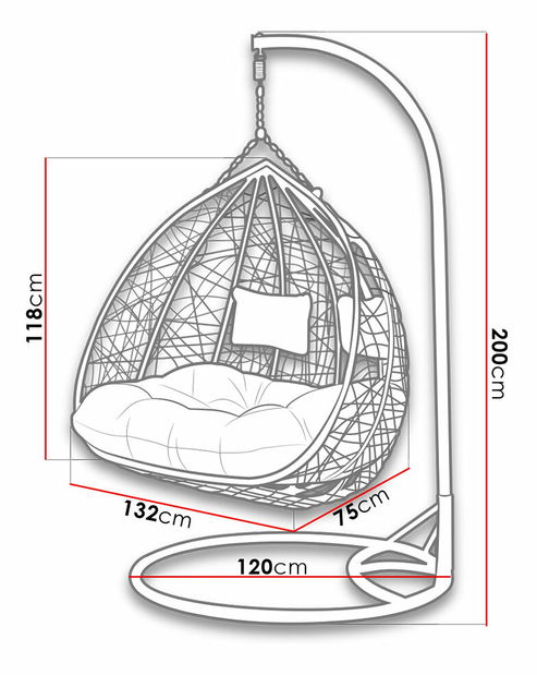 Závěsné křeslo Loma (černá + krémová) *bazar