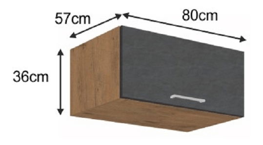 Horní kuchyňská skříňka 80 NAGU-36 1F Velaga (šedá matná + dub lancelot)