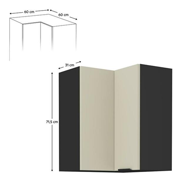 Horní rohová kuchyňská skříňka Arikona 60x60 GN 72 2F (kašmír + černá)