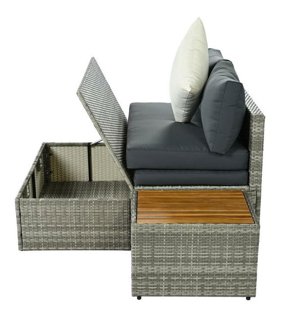 Zahradní ratanový set Debora (šedá + přírodní + krémová)