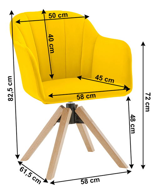 Kancelářské křeslo Daine (buk + žlutá)