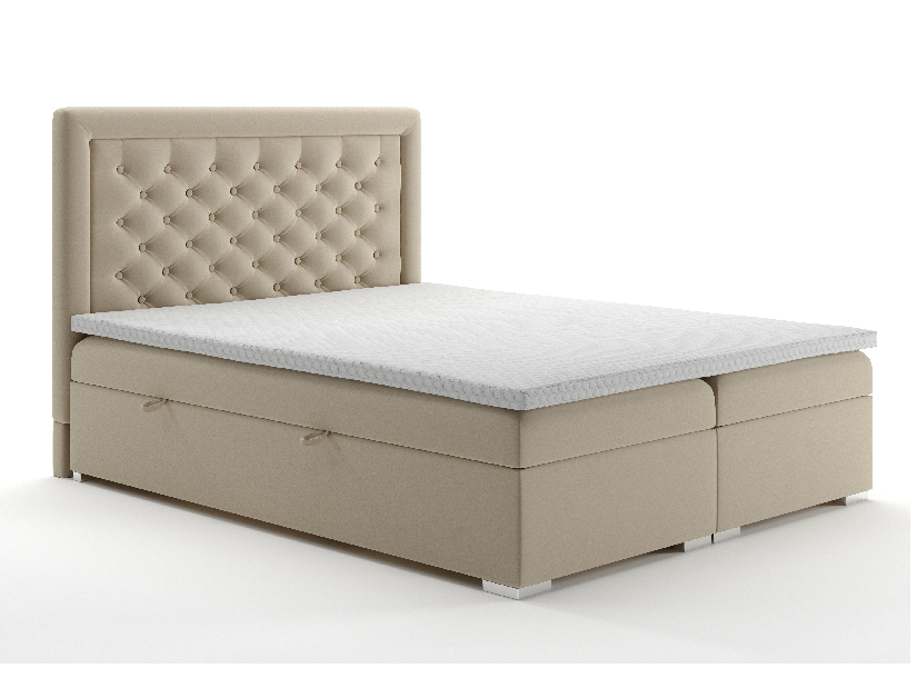 Boxspring postel 140 cm Gllamy (béžová) (s úložným prostorem)