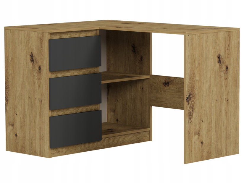 Rohový PC stolek Nolmir (artisan + antracit) (L)