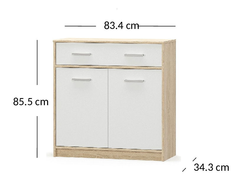 Komoda Terrell (dub sonoma + bílá)