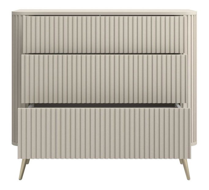 Komoda Oglio O3 (šedobéžová + zlatá)