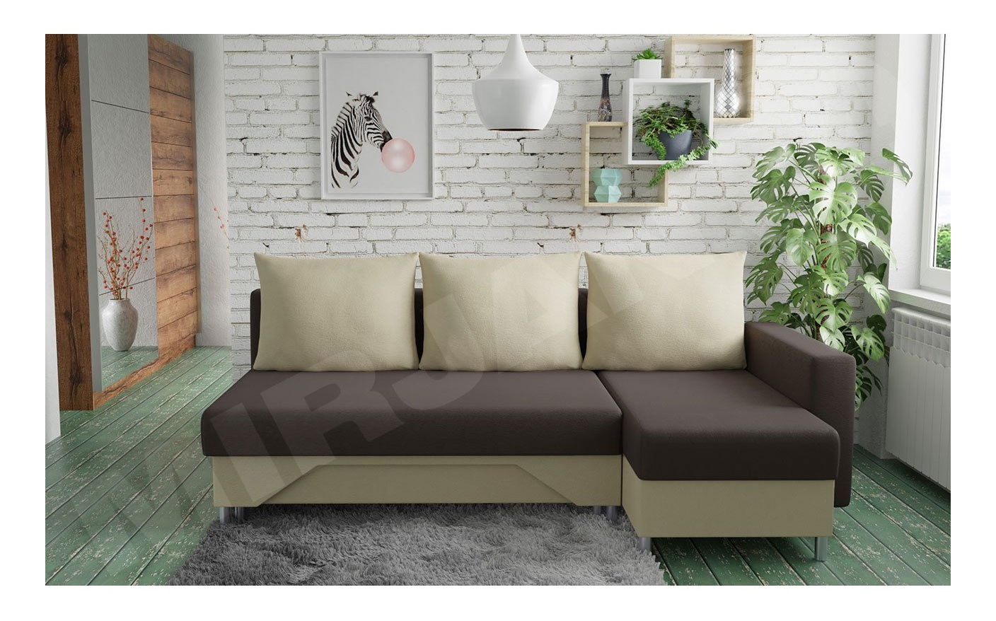 Rohová sedací souprava Mezanoa (tmavě šedá + světle šedá)