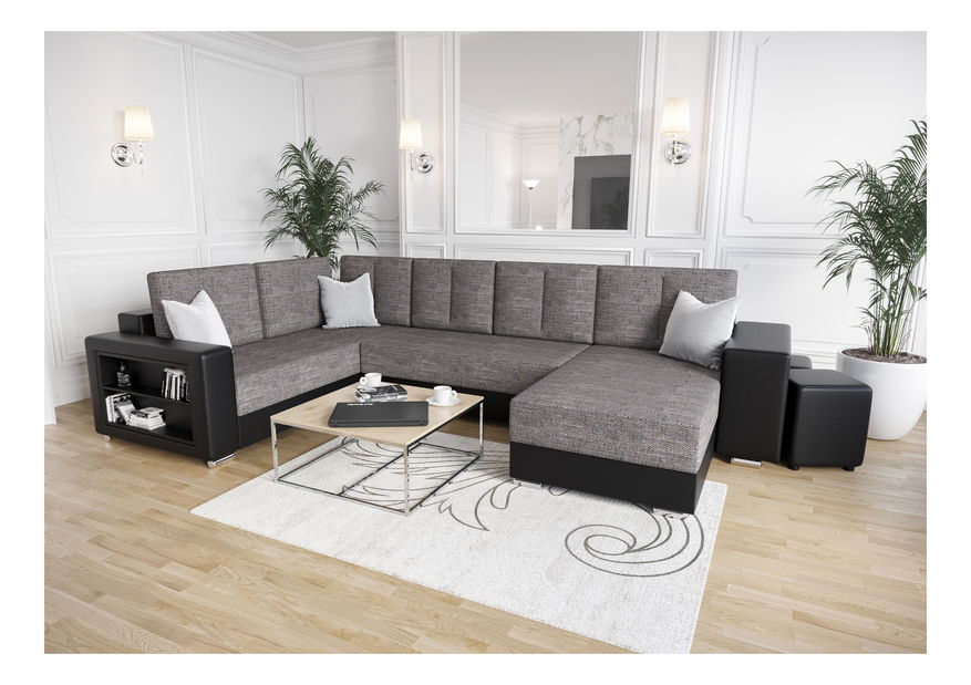 Rohová sedací souprava Kin (šedá + bílá) (L)