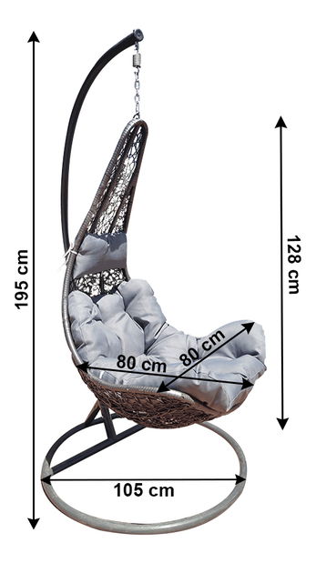 Závěsné houpací křeslo Avalanche 2 NEW (šedá + světlešedá)