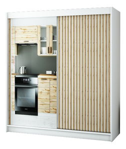 Šatní skříň 200 cm Ladonna 2 (bilá matná) (se zrcadlem)