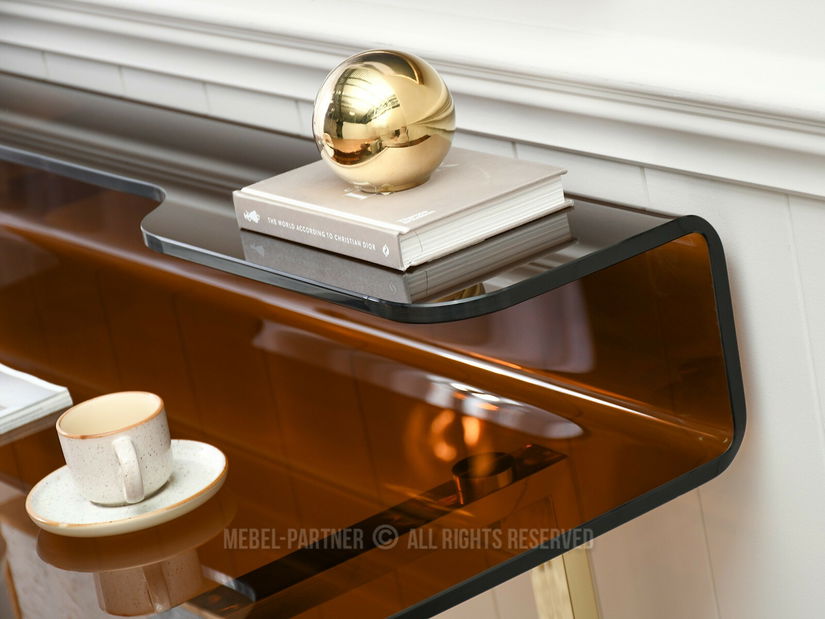 PC stolek Lazuli (sklo + zlatá)