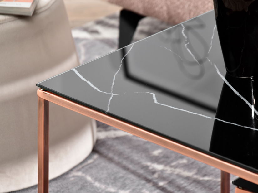 Konferenční stolek Prana Law (černý mramor + měděná)