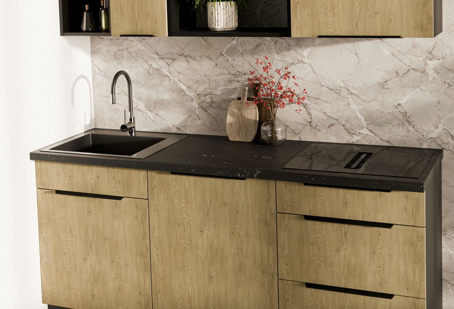 Kuchyně 180 cm Carminia 1 (dub cremona + černá)