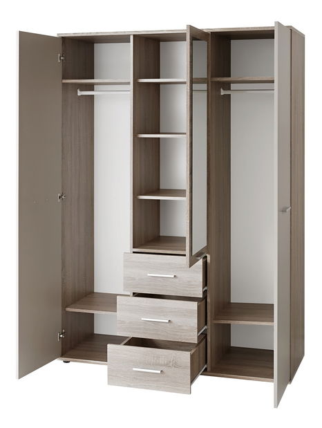 Šatní skříň Daron 3D3S 23 DSW DI-01 (dub sonoma + bílá)