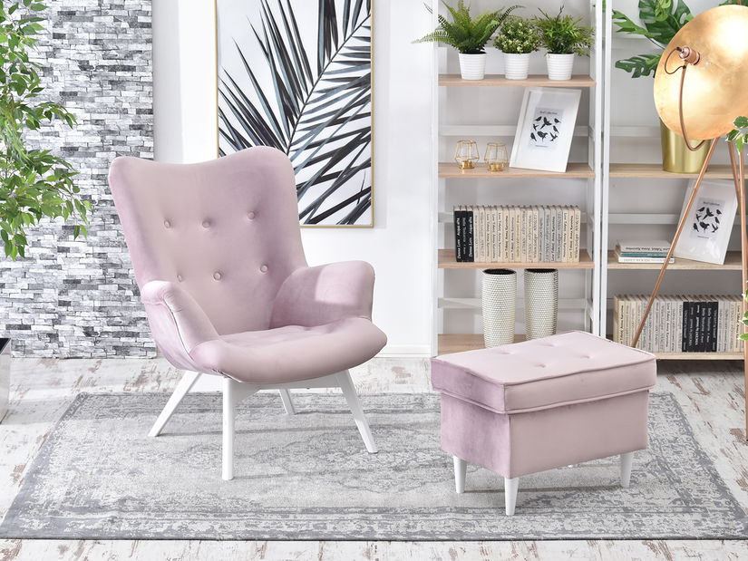 Designové křeslo Florentino (světlofialová + dub)