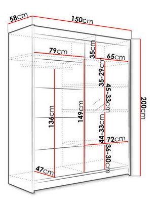 Šatní skříň Bianca III (bílý + dub artisan) (bez osvětlení)