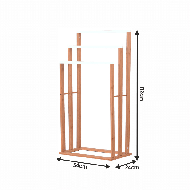 Stojan na ručníky Kelum (bílá + bambus)