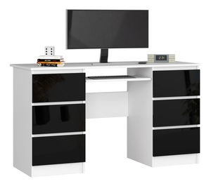 PC stolek Behati (bílá + lesk černý)