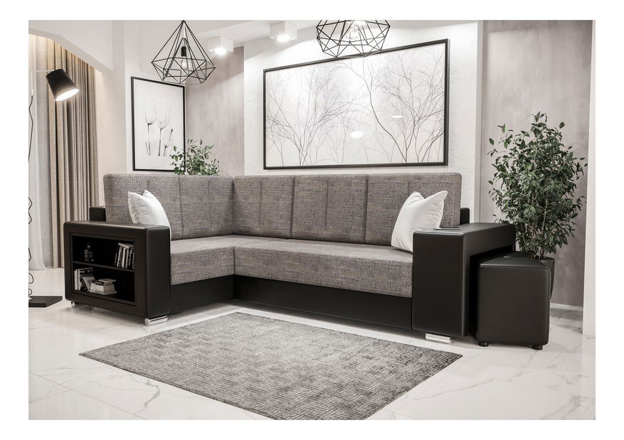 Rohová sedací souprava Lush (šedá + bílá) (L)