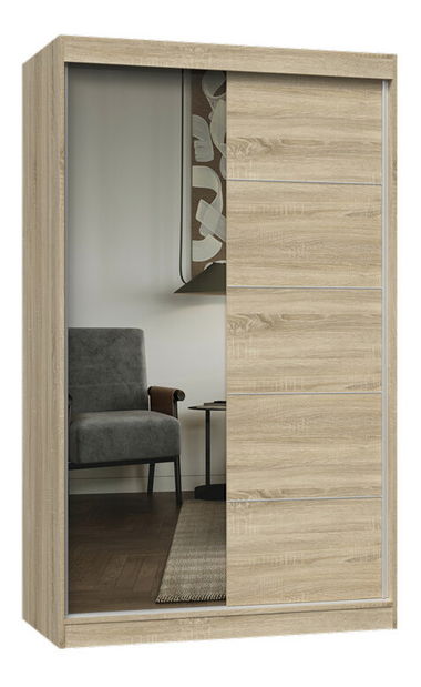 Šatní skříň s posuvnými dveřmi Igatossa 120 E (dub sonoma) (se zrcadlem)