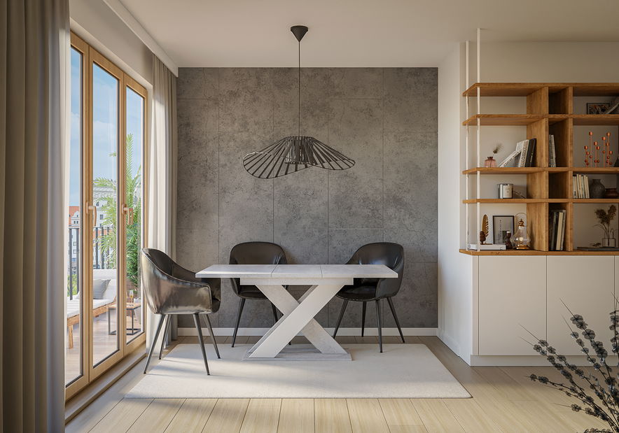 Jídelní stůl Xalin (světle šedá + bílá) (pro 4 až 6 osob)