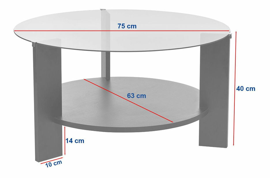 Konferenční stolek Claro S (dub safírový + sklo)