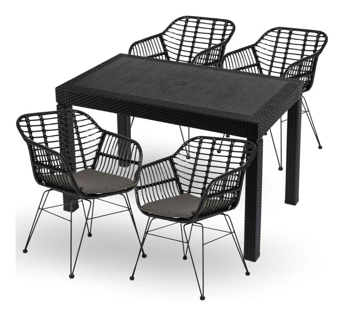 Zahradní set Fuentes (černá) (pro 4 osoby)
