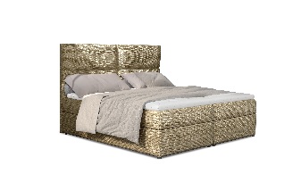 Kontinentální postel 185 cm Alyce (béžová) (s matracemi)