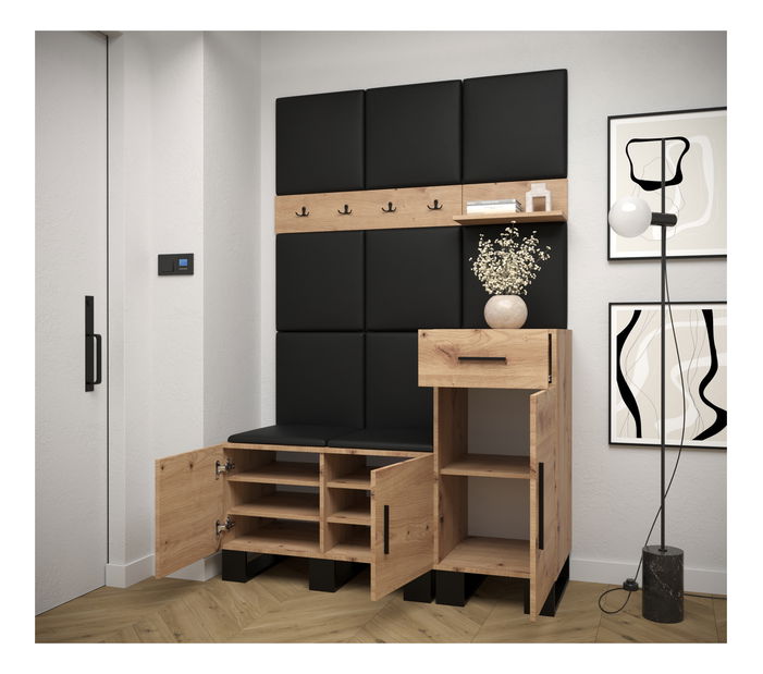 Předsíňová sestava Amanda 5 (dub artisan + černá)