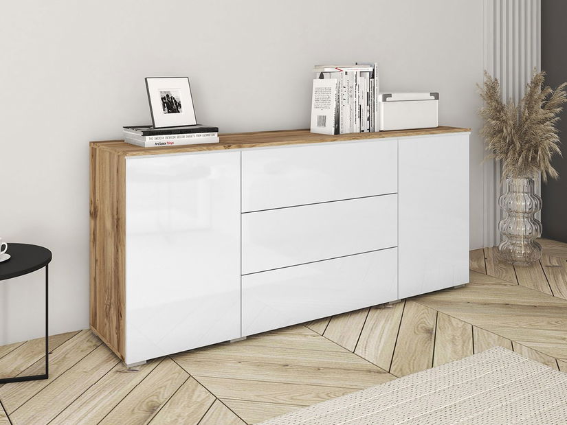 Komoda Selwyn 15 (wotan + bílý lesk)