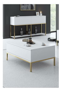 Konferenční stolek Lurde (bílá + zlatá)