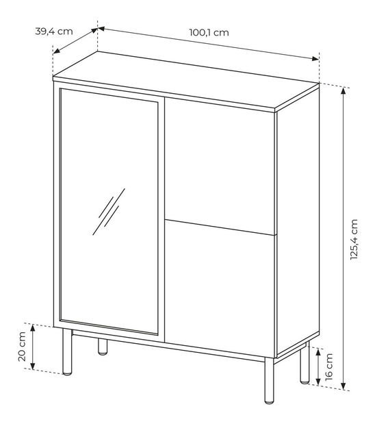 Vitrína Lenge II (černá + dub coast evoke)