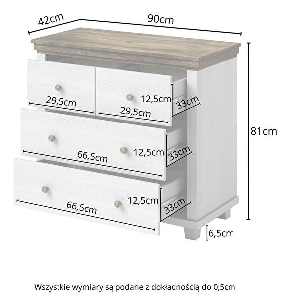 Komoda Elvina S Typ 27 (bílý popol + dub lefkas)