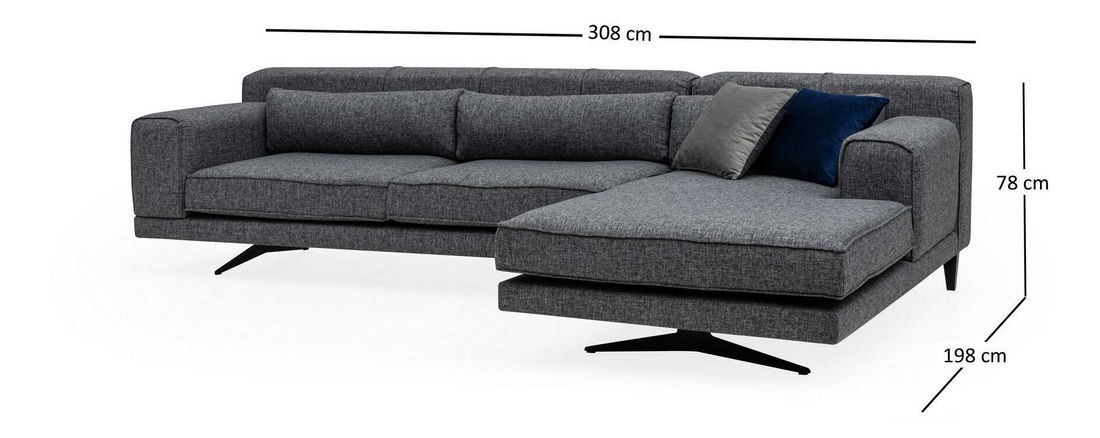 Rohová sedačka Jivagona (P) (šedá + černá)