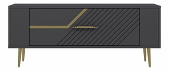 TV stolek/skříňka Retrotopic (antracit + zlatá)