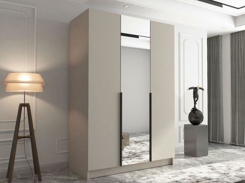 Šatní skříň Merpata II (kašmír + černá) (se zrcadlem)