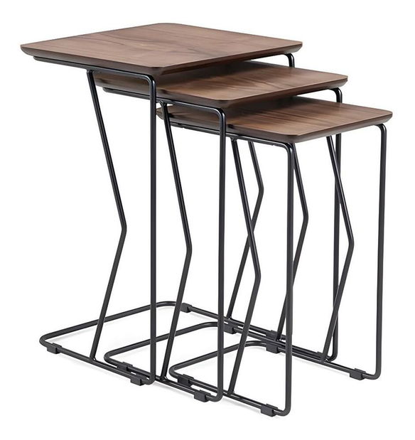 Příruční stolek (3 ks) Rines (ořech)